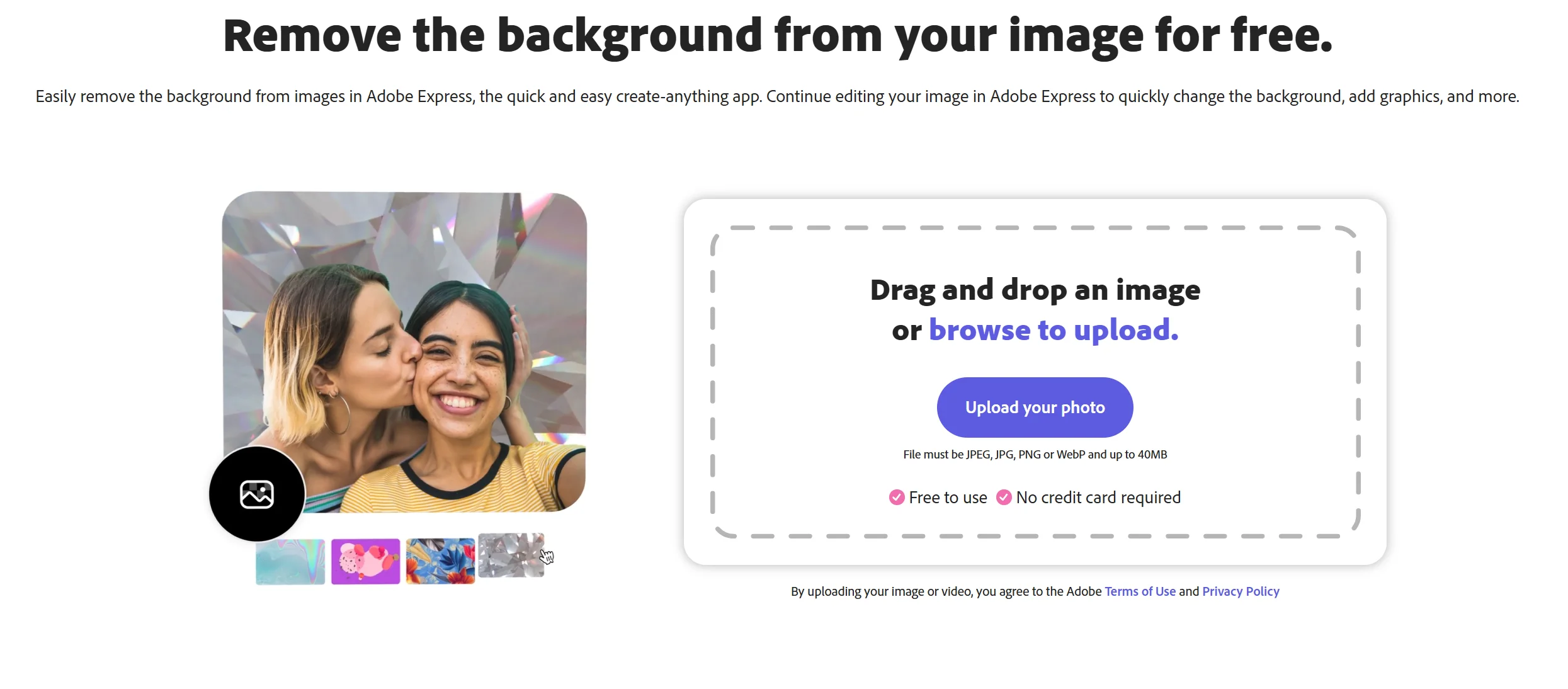 أداة Adobe Express لإزالة خلفية الصور بسهولة