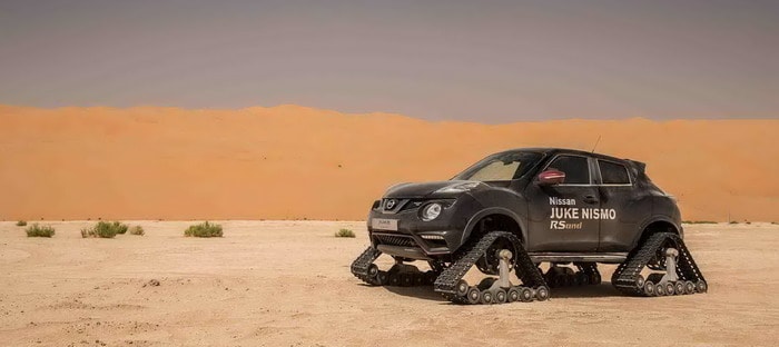 نيسان جوك نيسمو RS المجنزرة تنتقل من برودة ثلوج السويد لنيران صحراء أبو ظبي