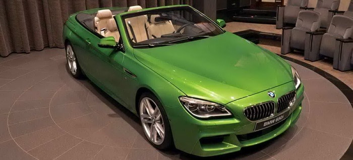 BMW 650i مكشوفة خضراء جافا تعرض في BMW أبو ظبي