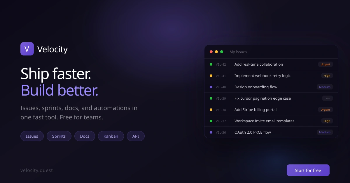 Velocity: أداة إدارة مشاريع سريعة مصممة لفرق الهندسة