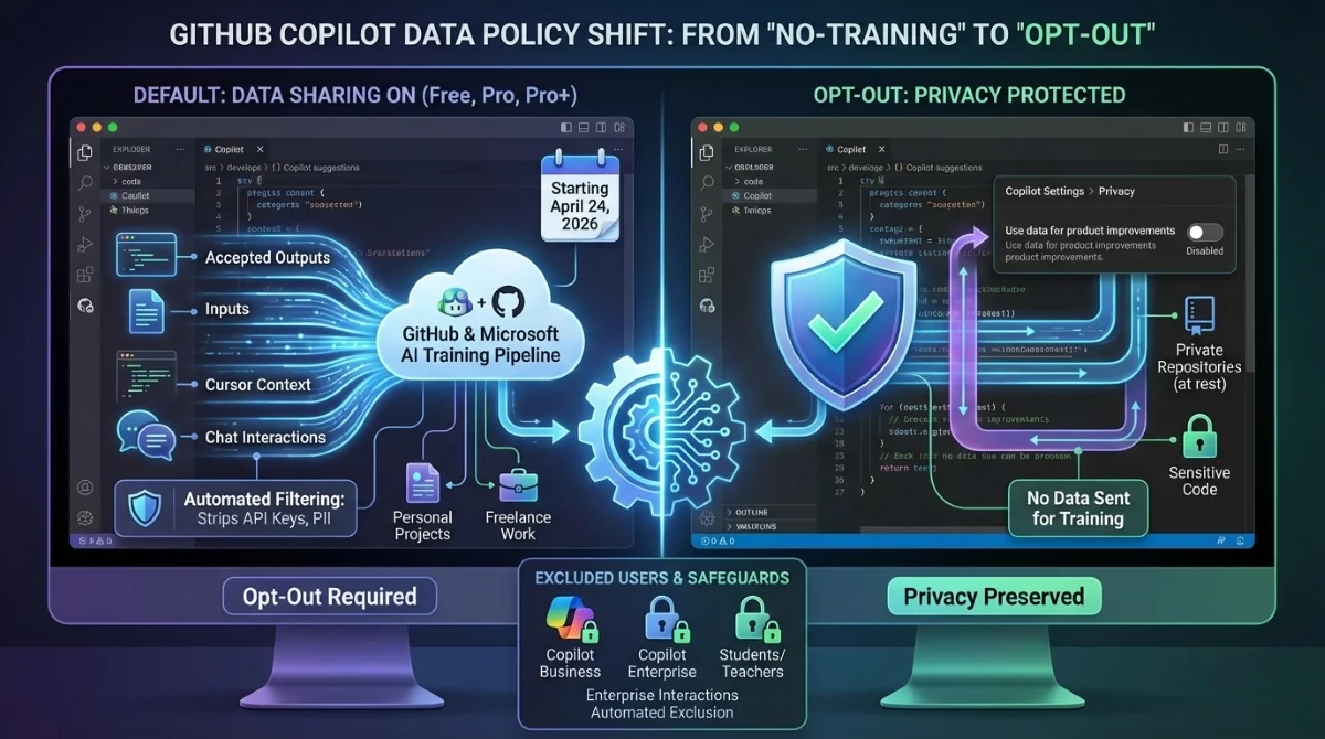 أداة GitHub Copilot ستدرب الذكاء الاصطناعي على أكوادك افتراضياً: دليلك لتعطيل جمع البيانات