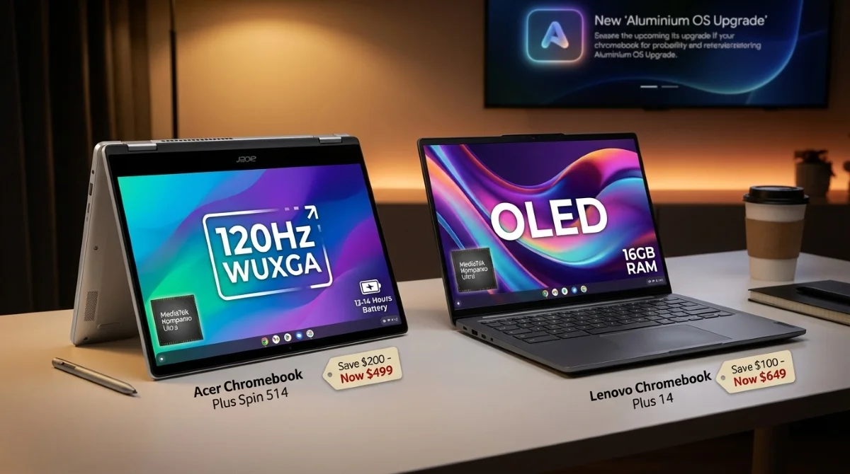 خصومات ضخمة على أجهزة Chromebook Plus: وفر حتى 200 دولار على طرازات MediaTek الرائدة