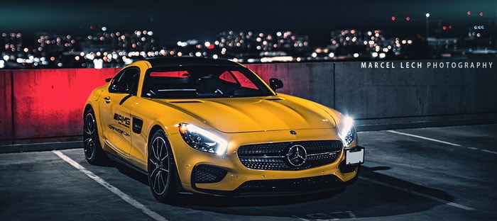 مرسيدس AMG GT باللون الأصفر Solarbeam المعدني تظهر معدنها الحقيقي