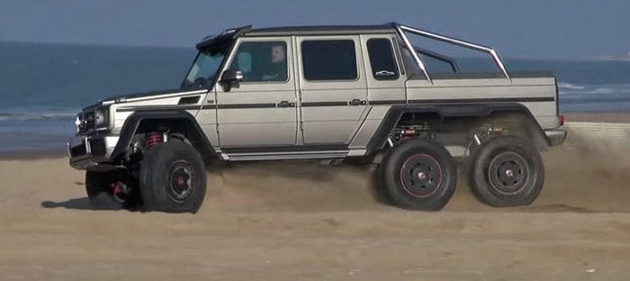 فيديو : مرسيدس AMG G63 6×6 تنزلق ببساطة علي رمال الشاطيء وتلهبها بالإثارة