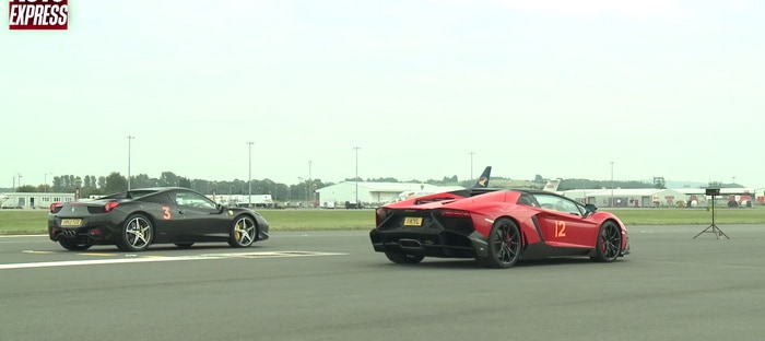 فيديو : لامبورجيني أفنتادور 50th Anniversario وجهاً لوجه مع فيراري 458 سبايدر