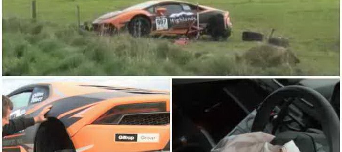 فيديو : لامبورجيني هوراكان تقفز خارج الطريق لتتحطم بعنف في نيوزيلندا