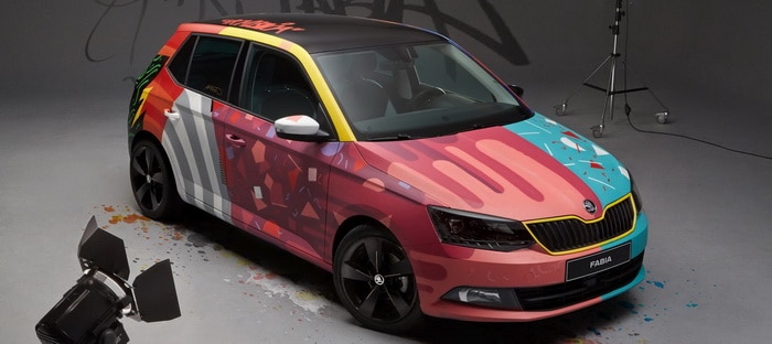 سكودا فابيا الملونة الوحيدة من نوعها تتحول للوحة فنية خاصة للغاية