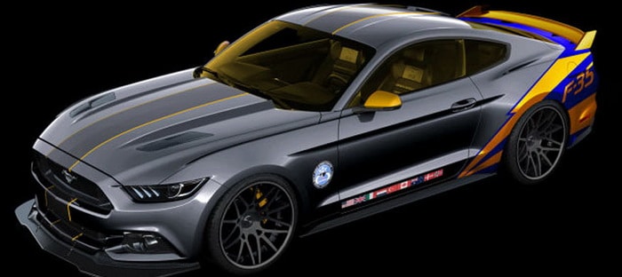 فورد موستانج 2015 الوحيدة من نوعها بشعار المقاتلة F35 تعرض للبيع في مزاد خيري