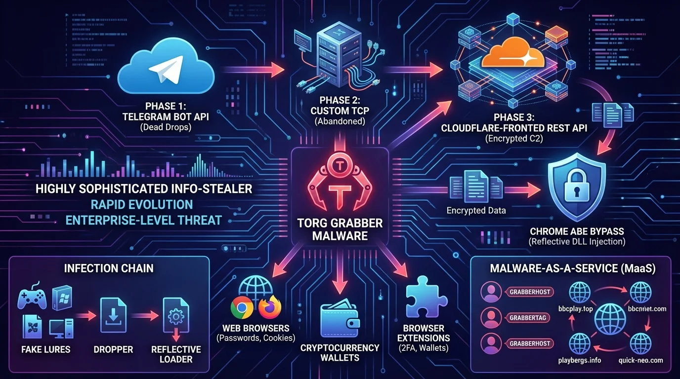 برمجية Torg Grabber الخبيثة تتخلى عن Telegram لصالح واجهة REST API مشفرة