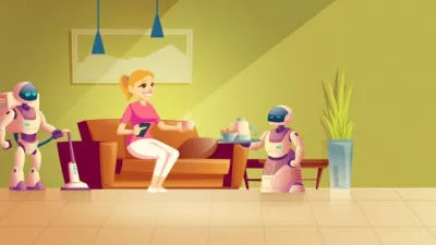 روبوت تكنولوجيا الذكاء الاصطناعي لأداء الأعمال المنزلية