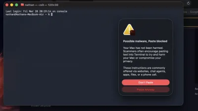 نظام macOS 26.4 يضيف تحذيراً أمنياً جديداً في تطبيق Terminal للأوامر الملصقة