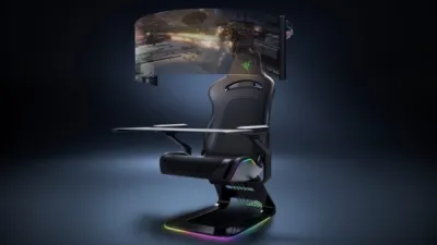 كرسي ألعاب Project Brooklyn مستقبلي بشاشة عملاقة قابلة للطي من Razer